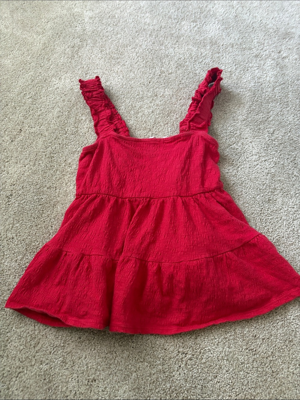 Altar'd State Red Ruffle Strap Tiered Tank